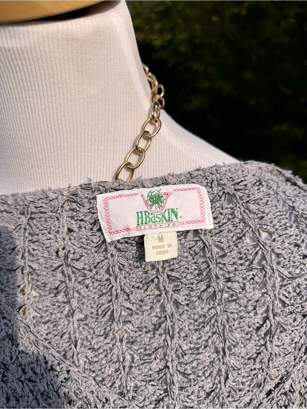 Vintage Y2K H Baskin Clothier Chunky Knit Button Front Cardigan Silk Linen Blend - Picture 4 of 5